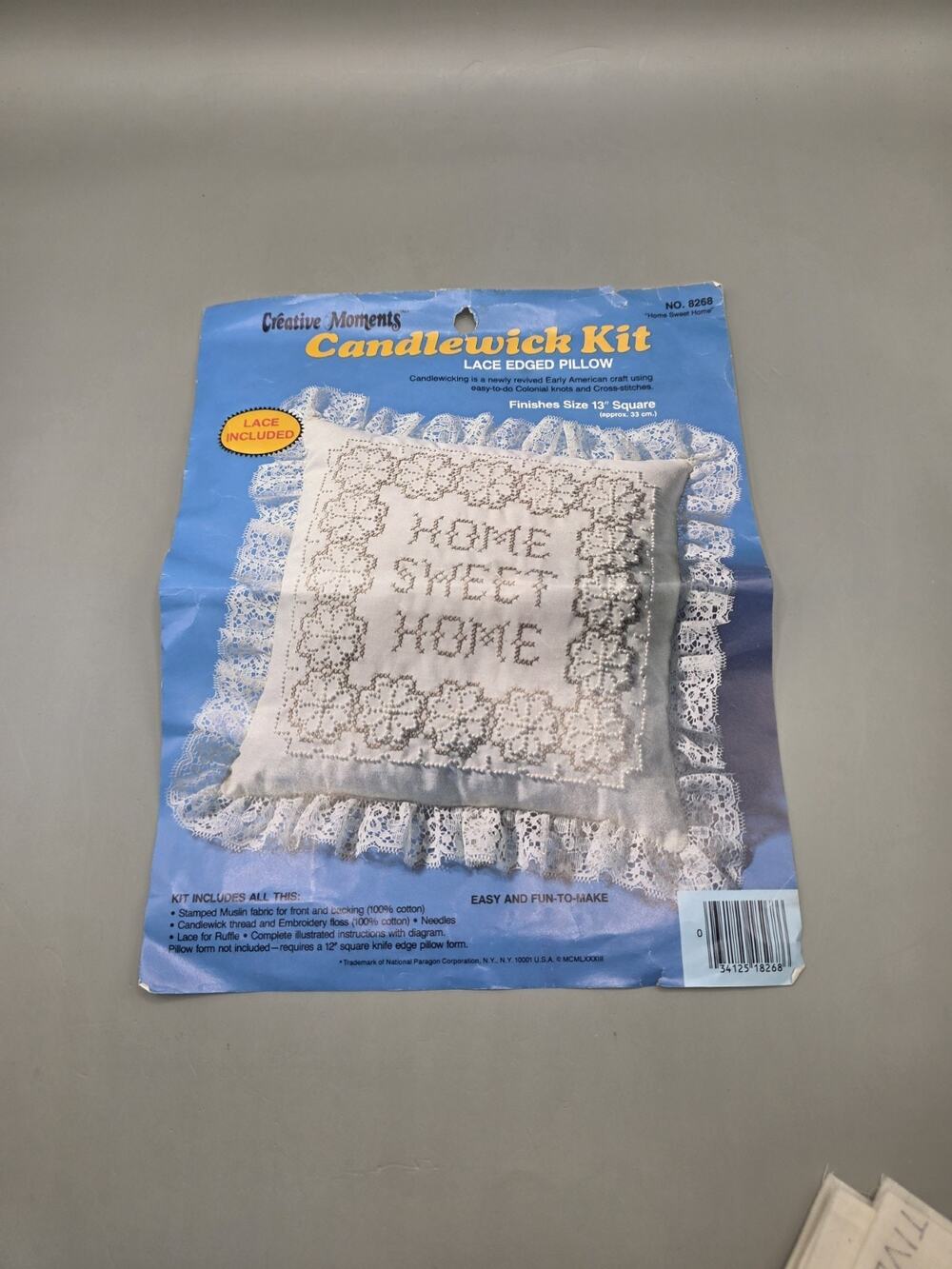 Vtg 1983 Paragon Creative Moments Candlewick Pillow Kit Home Sweet Home